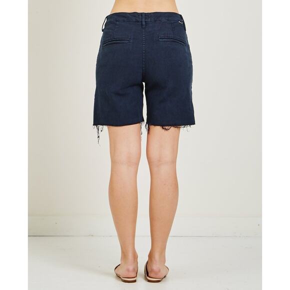 Mother Women's Navy Blue The Bermuda Prep Snippet Frayed Hem Short Size 26 - Picture 3 of 8